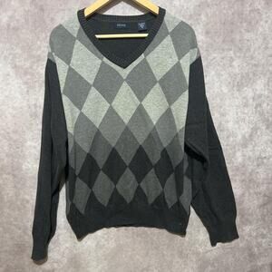 Izod Argyle Sweater in Black and Gray size XL